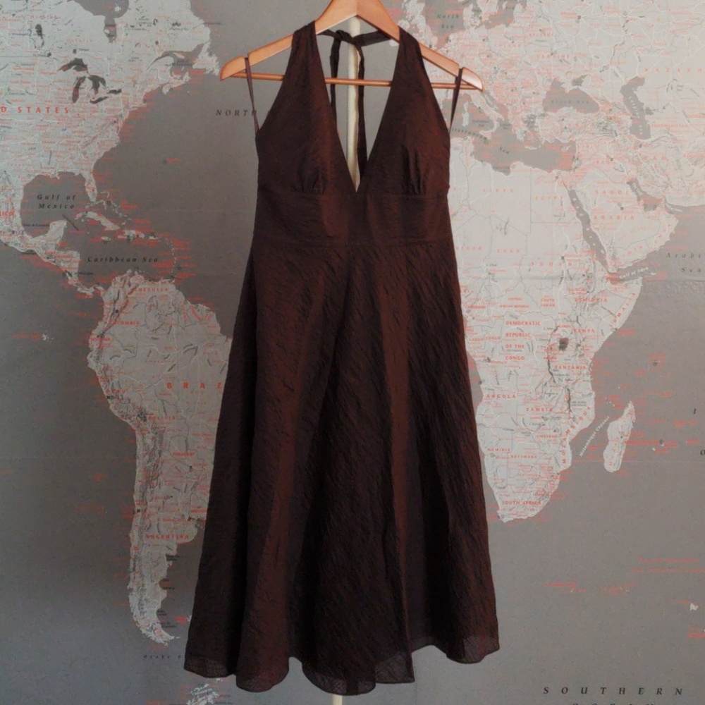 NWT J Crew Halter Dress Brown Size 10